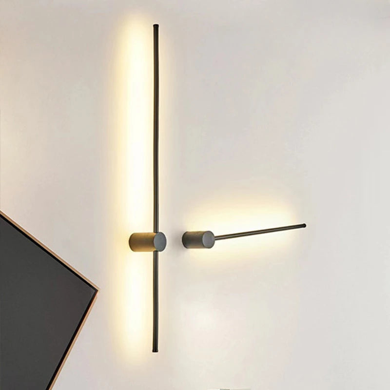 Nordic minimalist LED long wall light installed in a modern hallway with luxury interior décor.