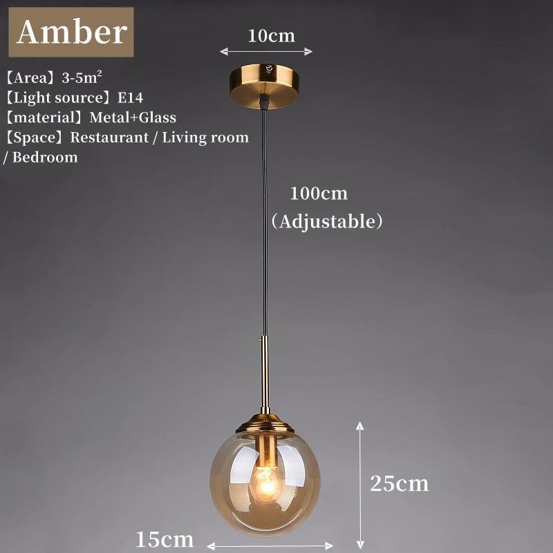 Luxury Nordic glass LED pendant light hanging above a modern dining table in a contemporary home.