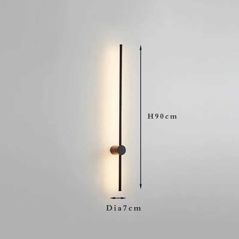 Nordic minimalist LED long wall light installed in a modern hallway with luxury interior décor.