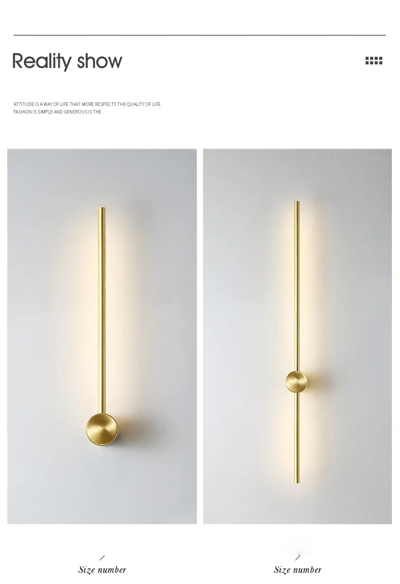 Nordic minimalist LED long wall light installed in a modern hallway with luxury interior décor.