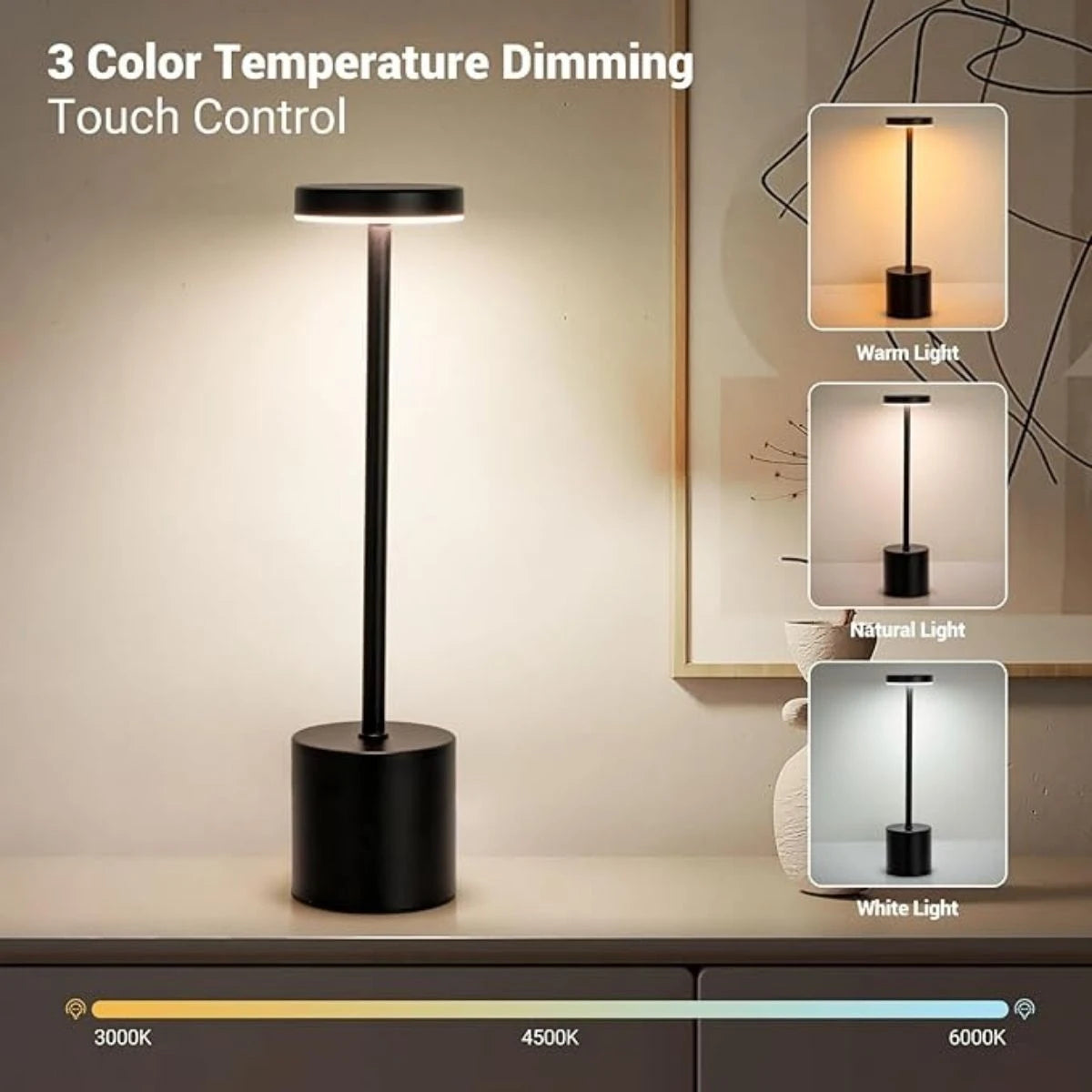 LED Ambient Desk Lamp USB Rechargeable Touch Dimmable Night Light