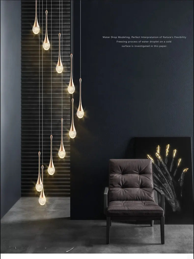 Modern bubble crystal pendant light hanging above a kitchen island in a luxury contemporary home.