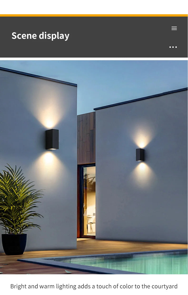 Modern IP65 Up & Down GU10 LED Wall Light for Outdoor Spaces