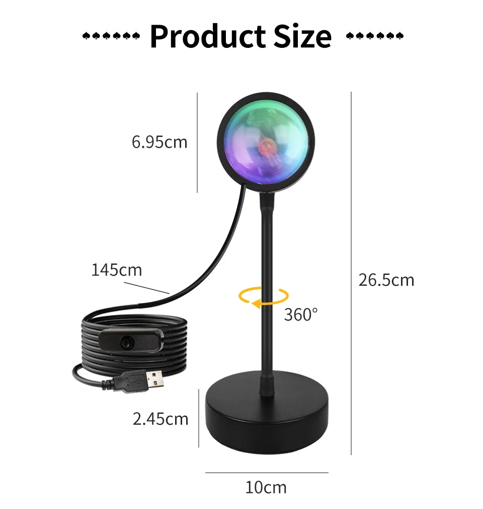 Smart Sunset Lamp RGB LED APP Remote USB Projection Light