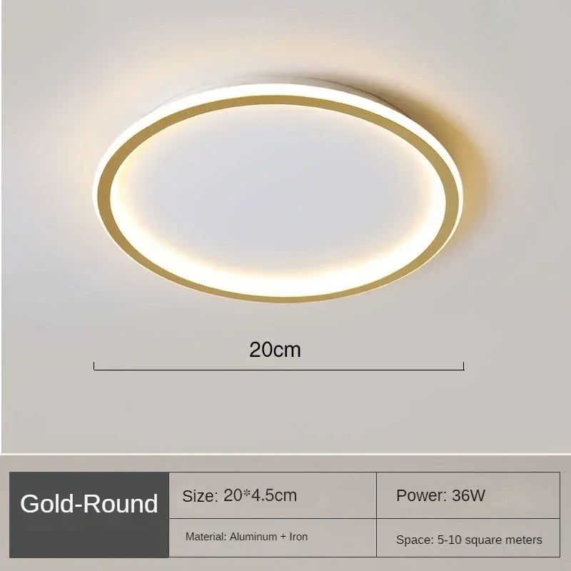 Nordic minimalist LED ceiling light with remote control installed in a modern living room.