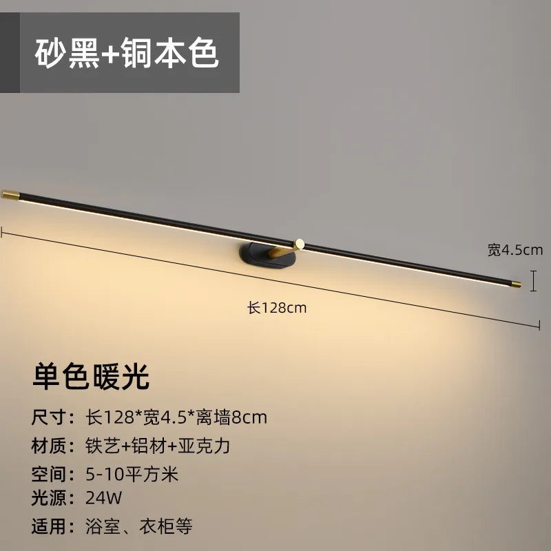 LED Mirror Bathroom long strip Wall Lamps Modern Bedroom Bedside Minimalist Ceiling Light Wall Sconces Decor Lighting Fixtures