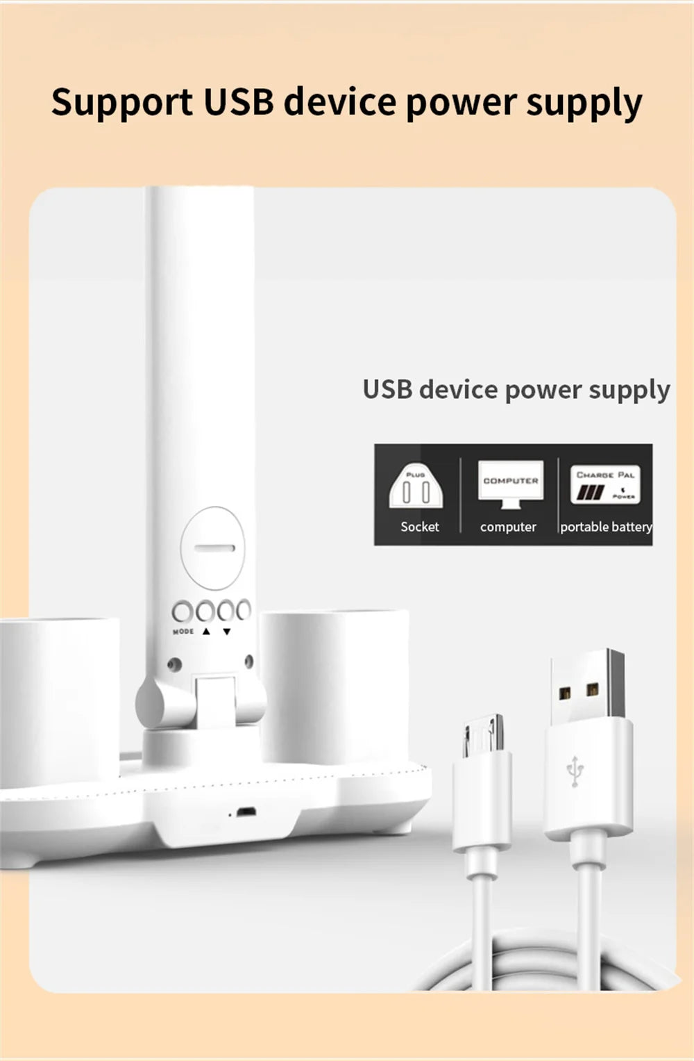 LED Desk Lamp with Clock, Calendar & Touch Dimmable Light USB