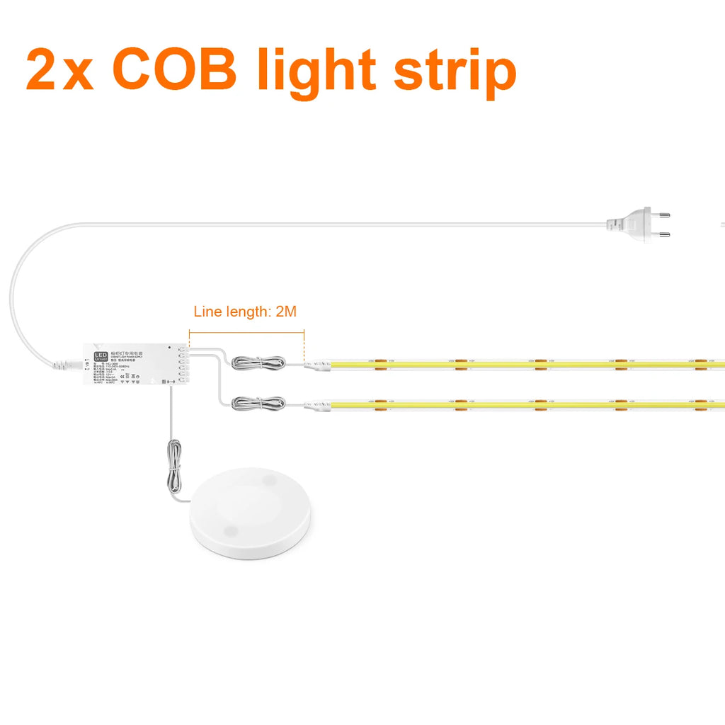 Under Cabinet LED Strip Light COB Dimmable Touch Sensor Closet Light