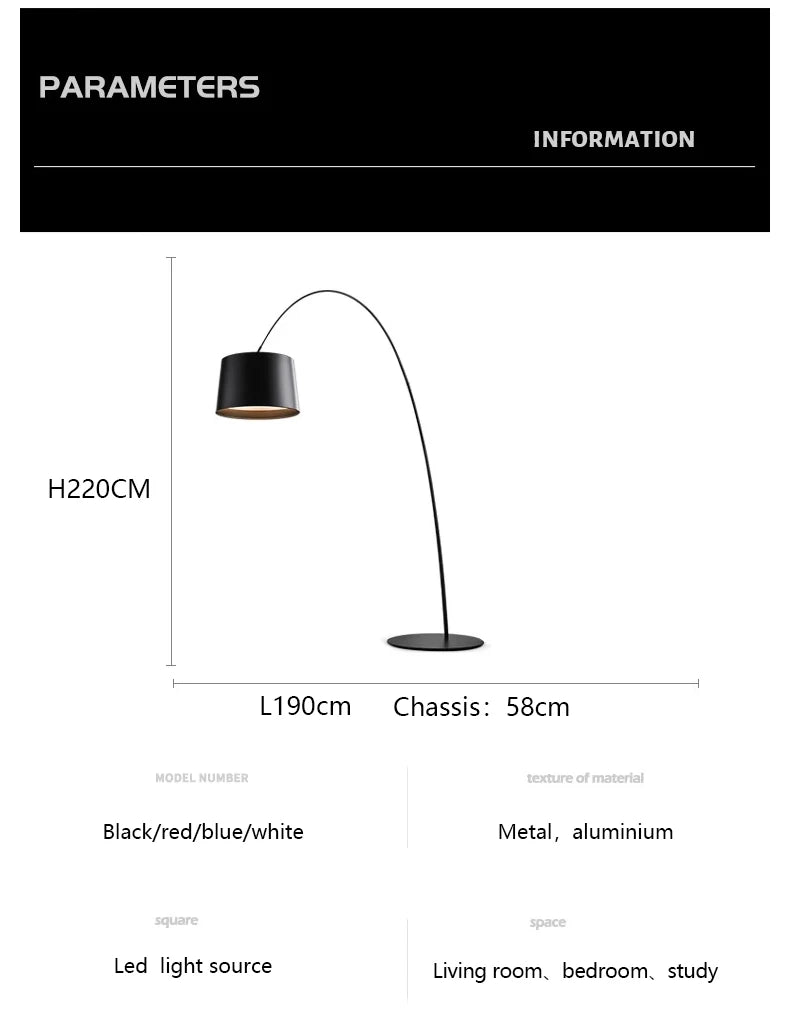 Nordic Minimalist Floor Lamp Arc Bedroom Living Room Floor Lamps Sofa Study Fishing Lamp Room Decoration Lighting Vertical Light