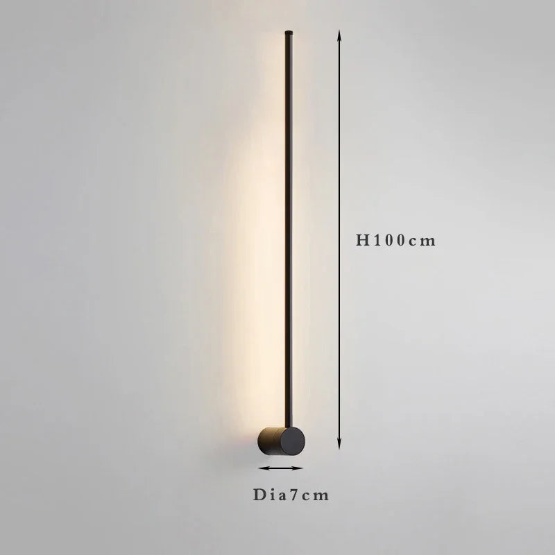 Nordic minimalist LED long wall light installed in a modern hallway with luxury interior décor.