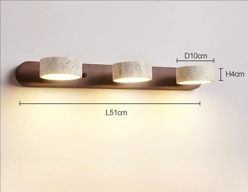 Rotatable LED Vanity Mirror Light Wabi Sabi Travertine Natural Stone Anti-Corrosion Rust-Proof Wall Lamp for Vanity Bathroom Dec