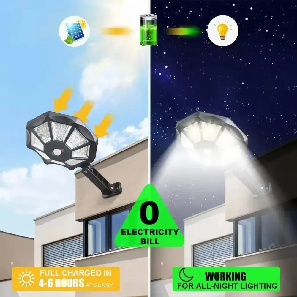 Solar flood light outdoor 168LED motion sensor IP65 waterproof
