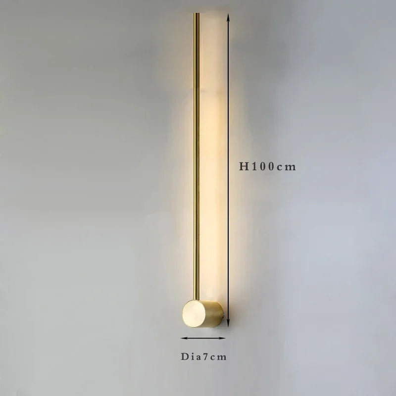 Nordic minimalist LED long wall light installed in a modern hallway with luxury interior décor.