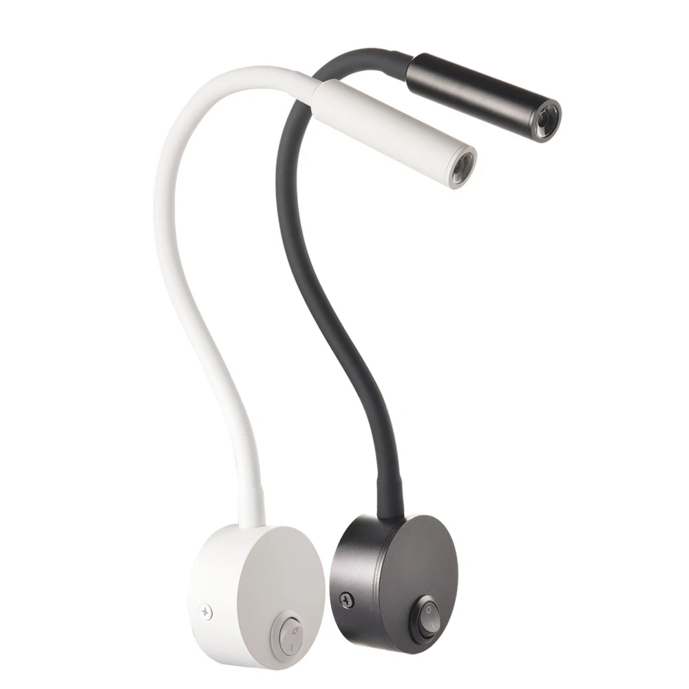 Modern LED wall reading light mounted beside a bed, providing focused lighting for reading.