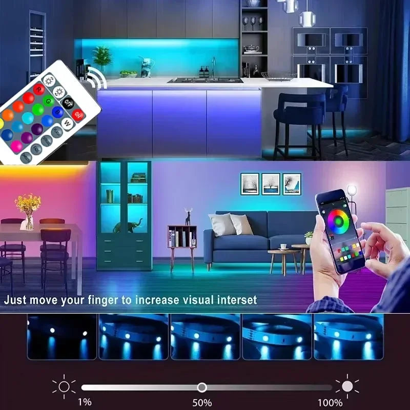 RGB LED Strip Lights USB 5V App Control Music Sync Room Decor