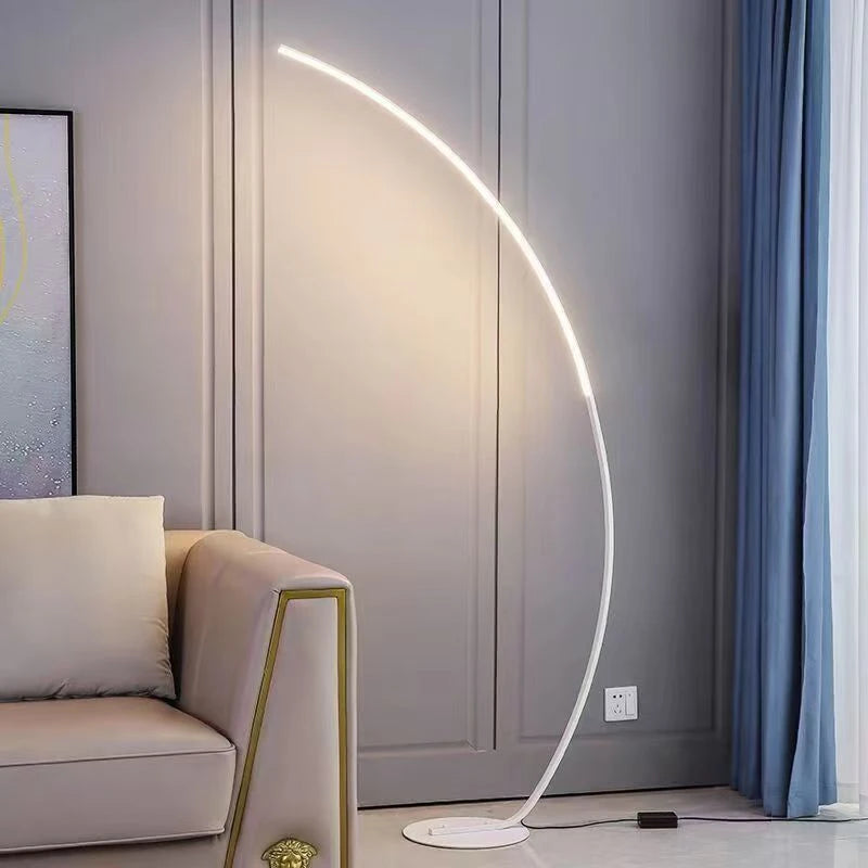 Nordic Modern Arc Shape Floor Lamp Led Dimmable Remote Control Standing Light For Living Room Bedroom Sofa Study Decor Lighting