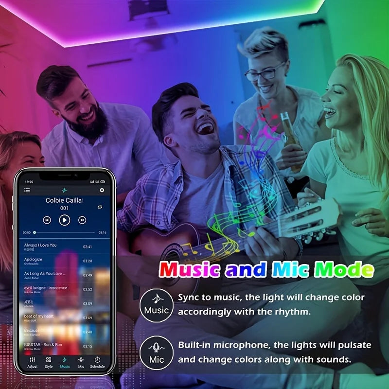 RGB LED Strip Lights APP Control Flexible Room Bedroom Light