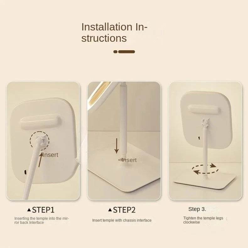 Rechargeable LED Vanity Mirror 3 Color Dimmable Touch Makeup Mirror