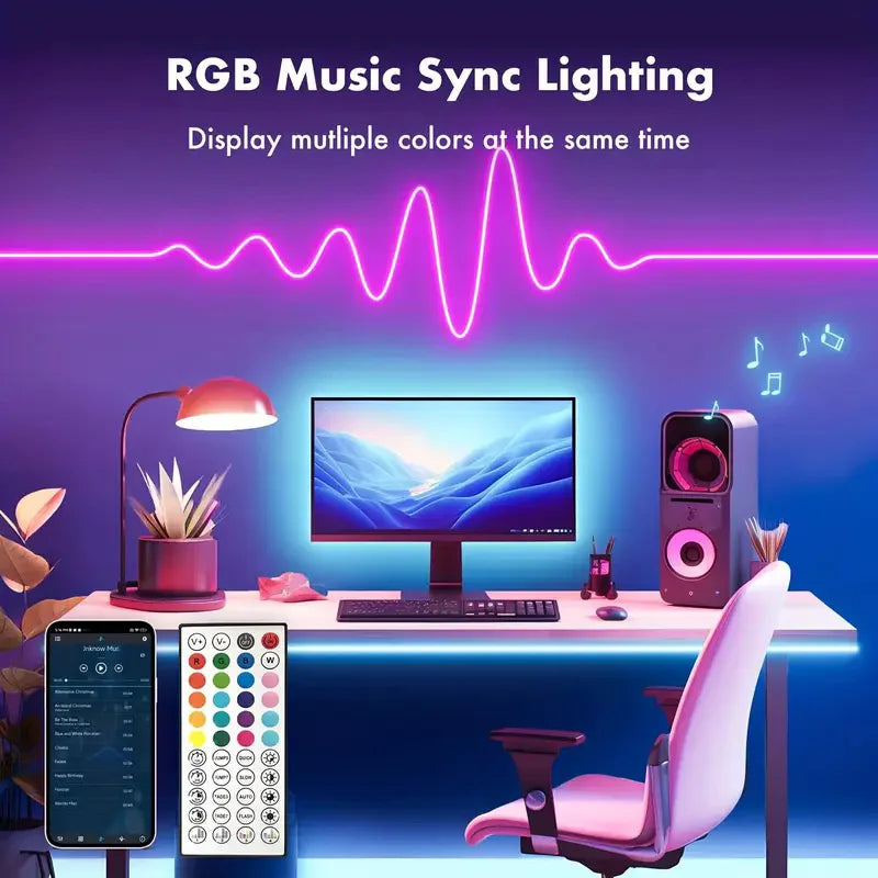 RGB Neon LED Strip 24V Bluetooth Music Sync Waterproof Rope Light