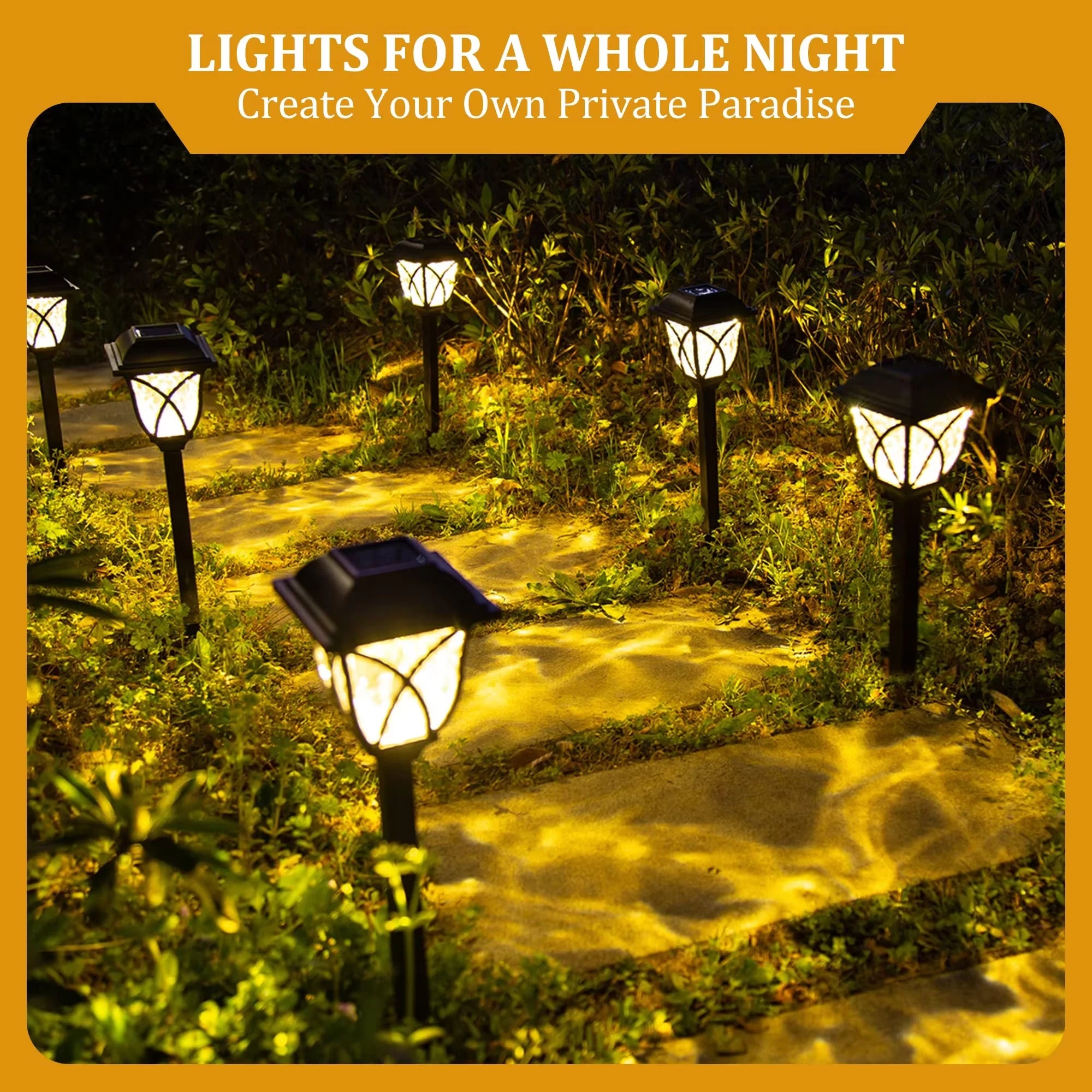 LED Solar Lawn Lights Outdoor Waterproof Warm Light 2 Pack
