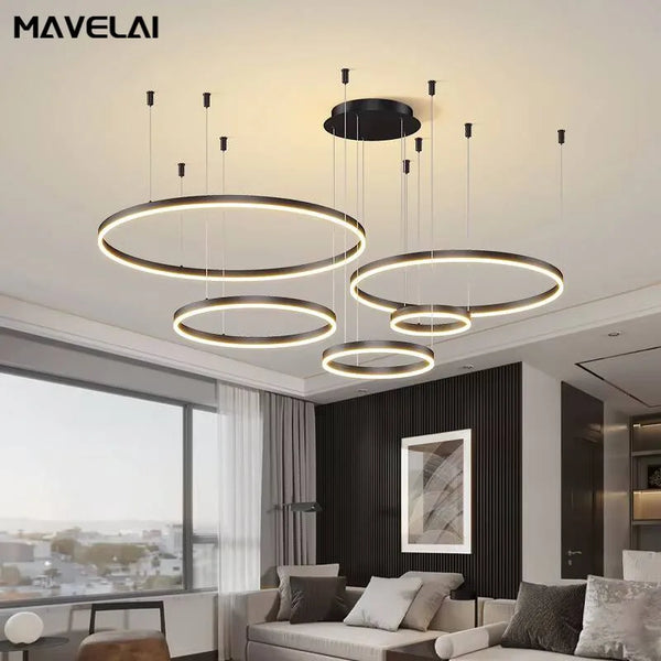 Modern LED Circular Ring Chandelier for Living & Dining Room Decor