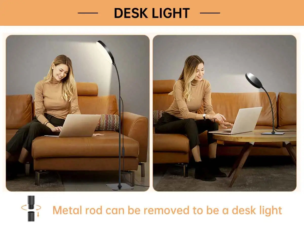 LED Floor Lamp Changeable Reading Lamp with Flexible Gooseneck Dimmable Table or Floor Standing Task Light for Indoor Room