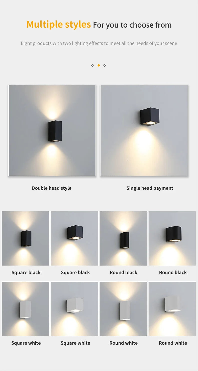 Modern IP65 Up & Down GU10 LED Wall Light for Outdoor Spaces