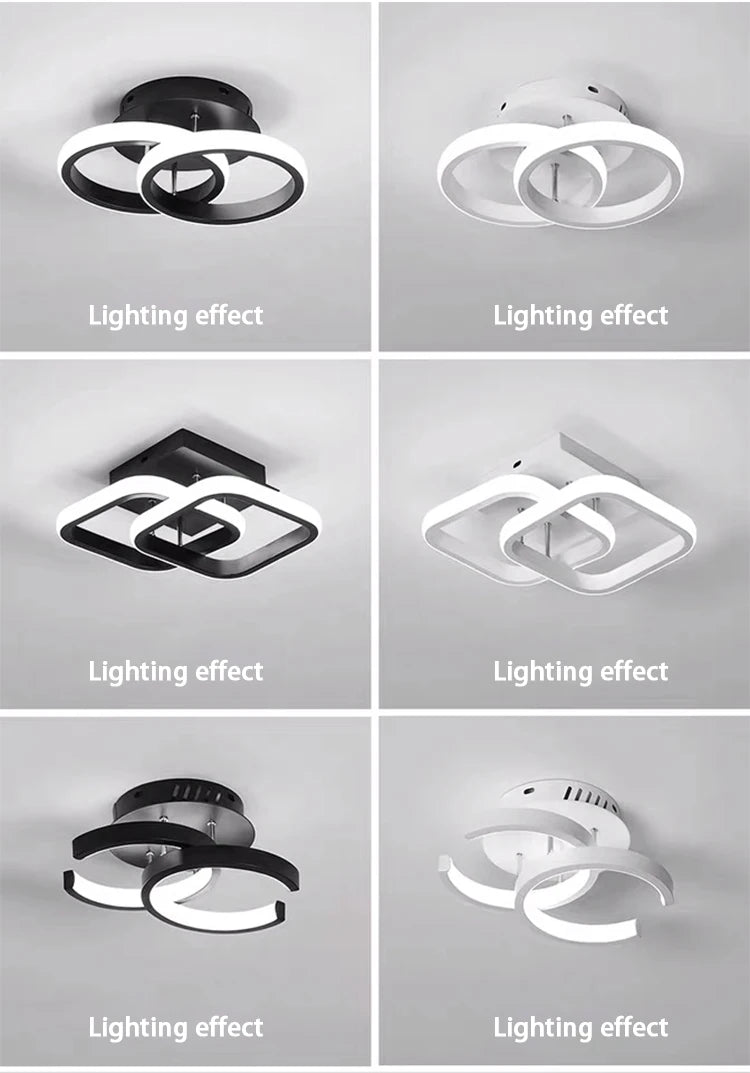 Modern 2 ring LED ceiling light installed in a stylish hallway with contemporary interior décor.
