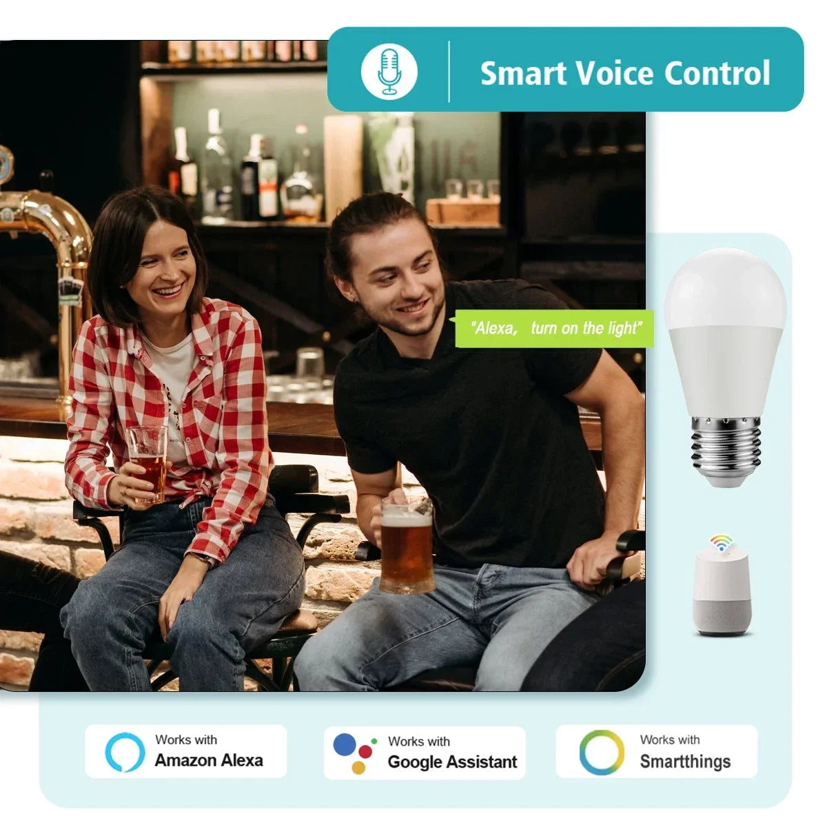 Smart RGB LED Bulb WiFi Dimmable Tuya Alexa Google Home