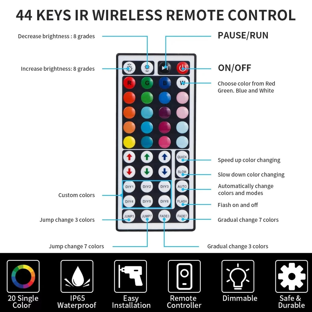 RGB LED Strip Lights USB 5V App Control Music Sync Room Decor