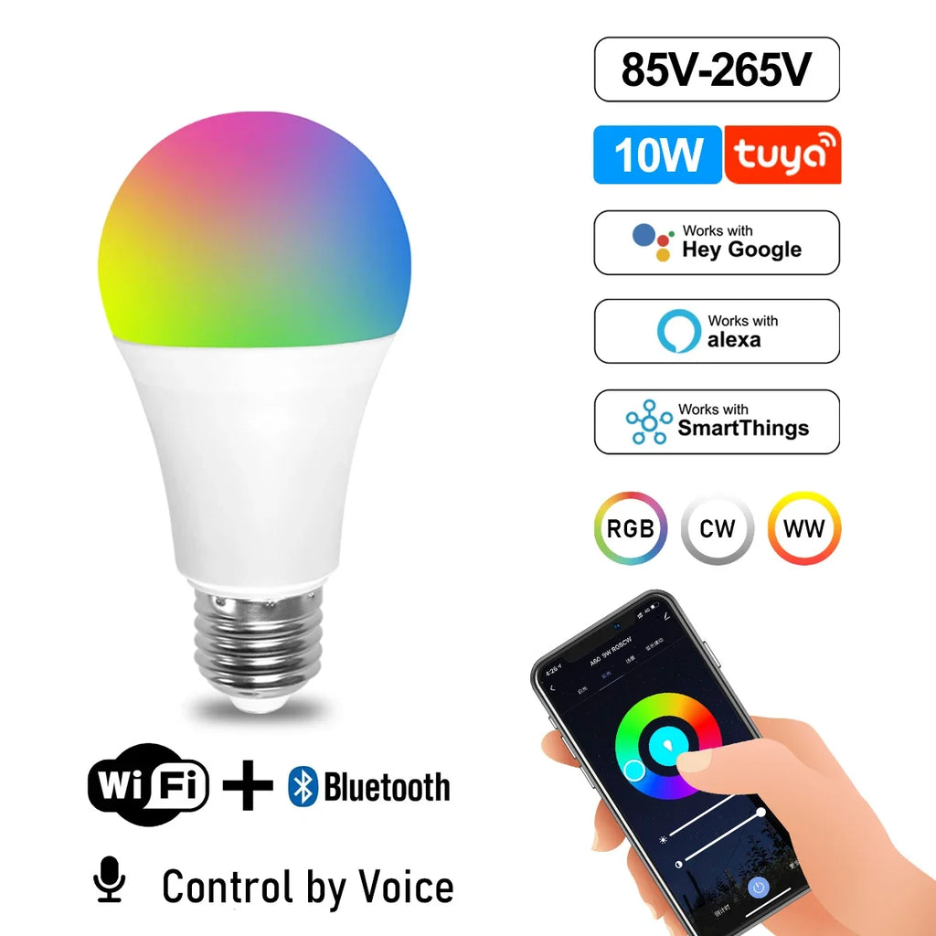 Smart RGB LED Bulb WiFi Dimmable Tuya Alexa Google Home