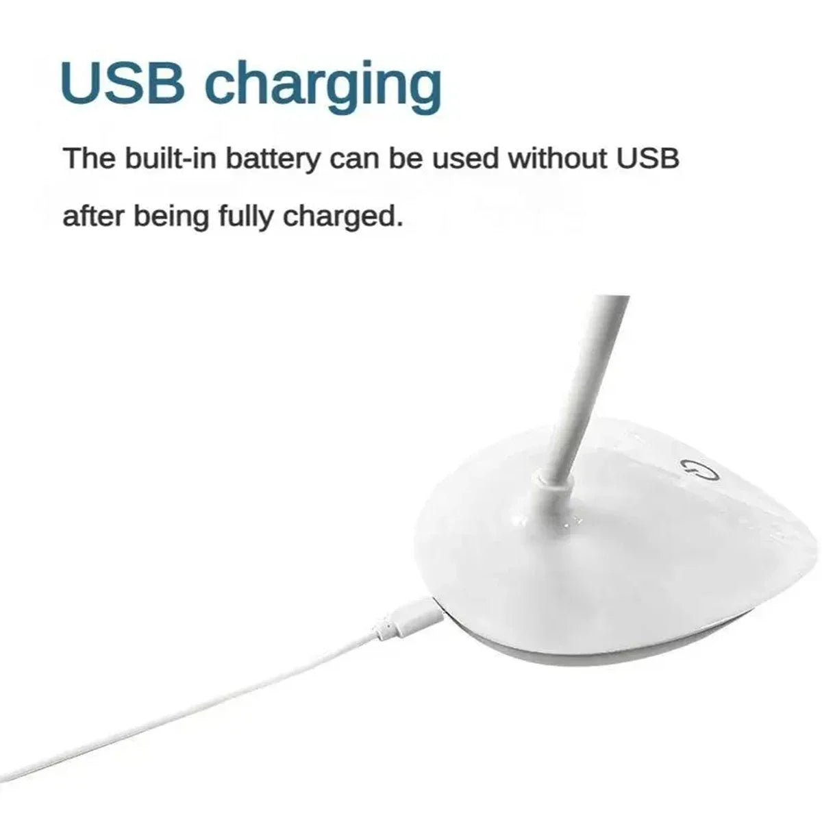 Modern LED eye care desk lamp with USB charging and touch dimming on a study desk.