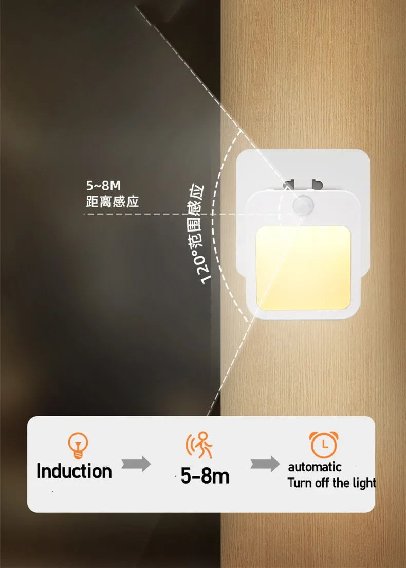 Motion Sensor Night Light EU Plug Dimmable LED Cabinet Lamp