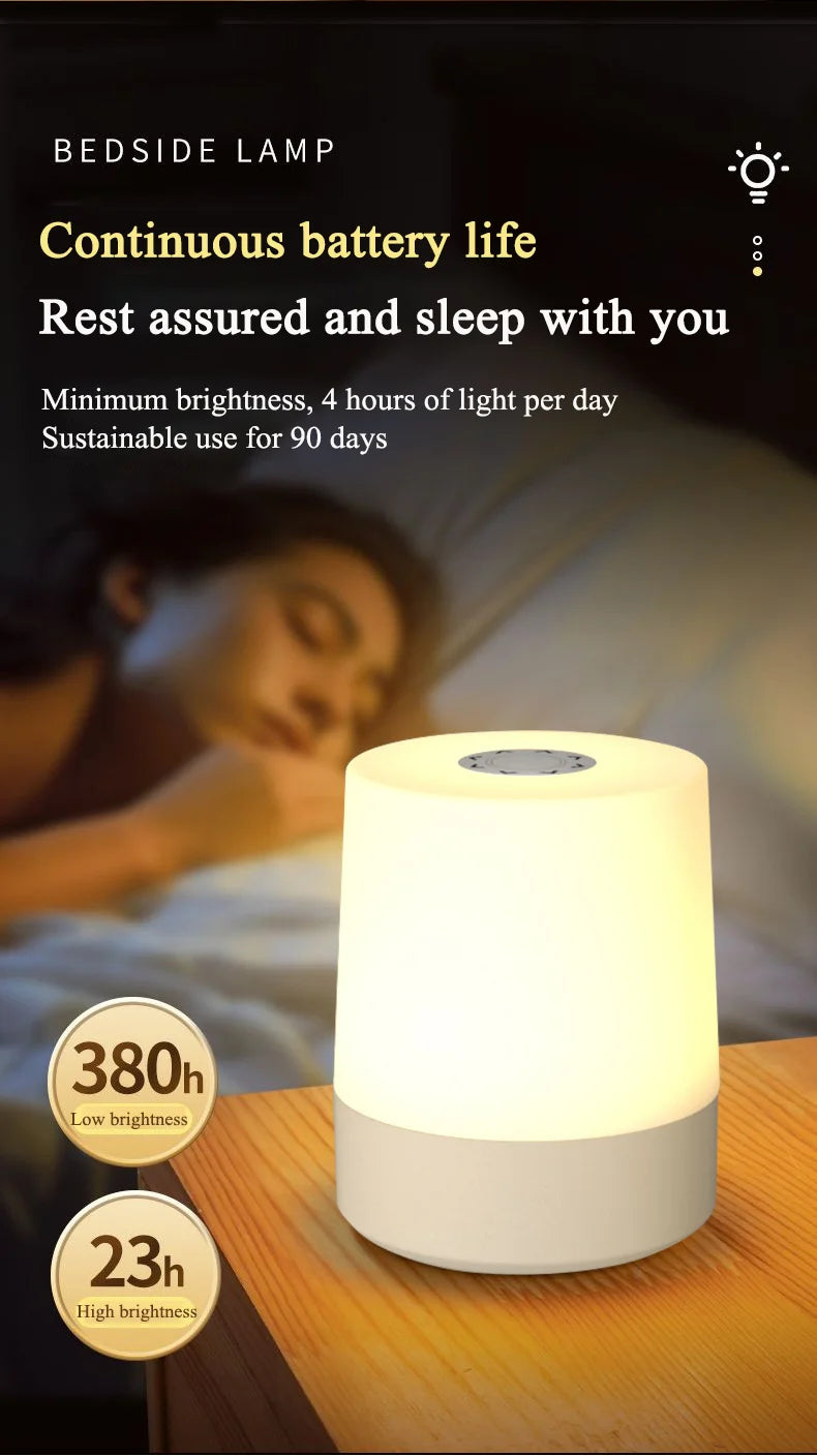 USB Touch Night Lamp LED Rechargeable Bedside Lamp Remote Control