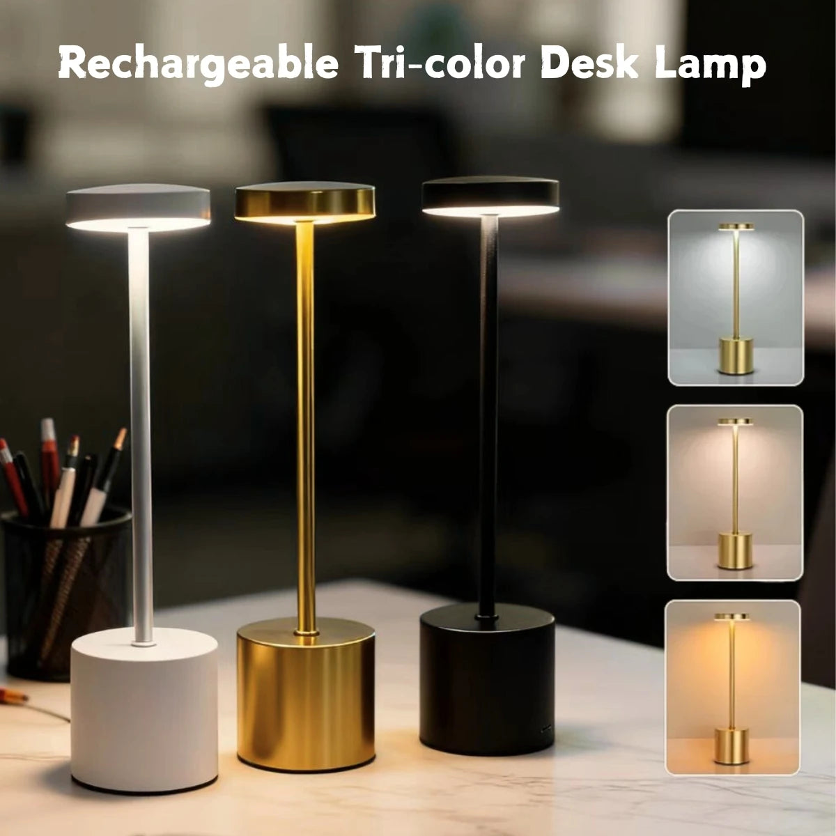 LED Ambient Desk Lamp USB Rechargeable Touch Dimmable Night Light