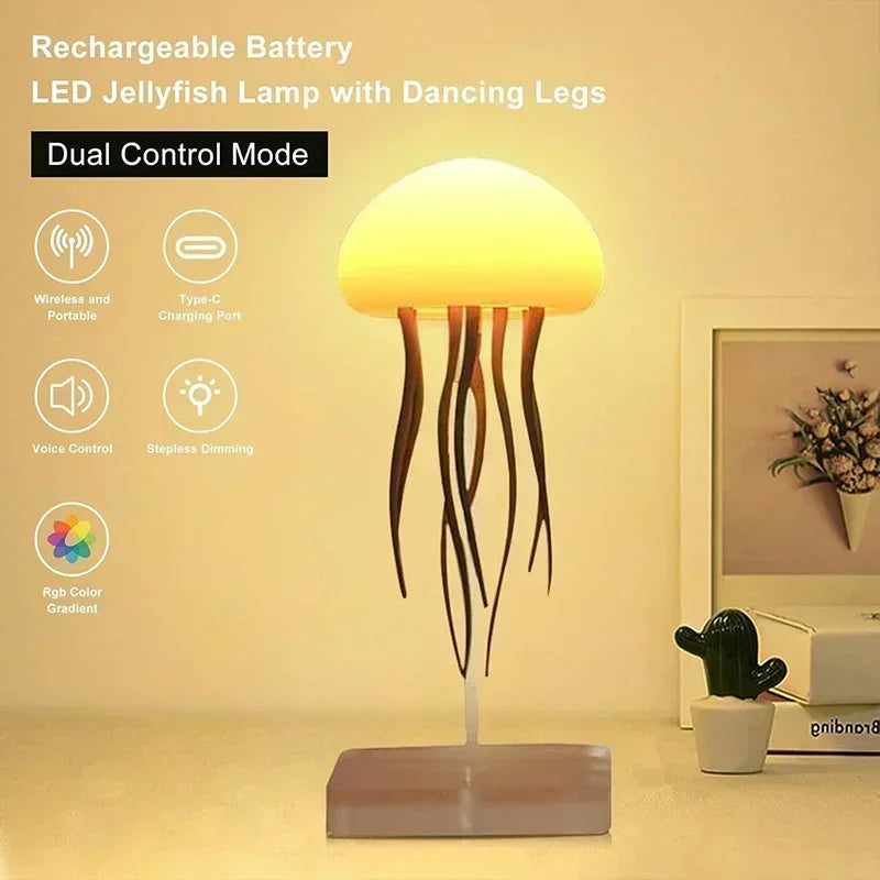 Jellyfish Bedroom Lamp LED Night Light with Voice Control