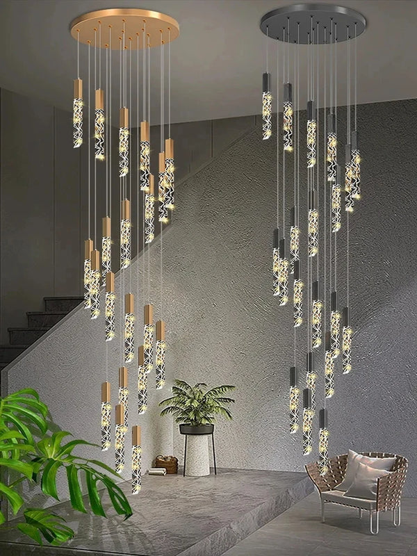 Modern Spiral Crystal Staircase Chandelier for Duplex & Villa Homes