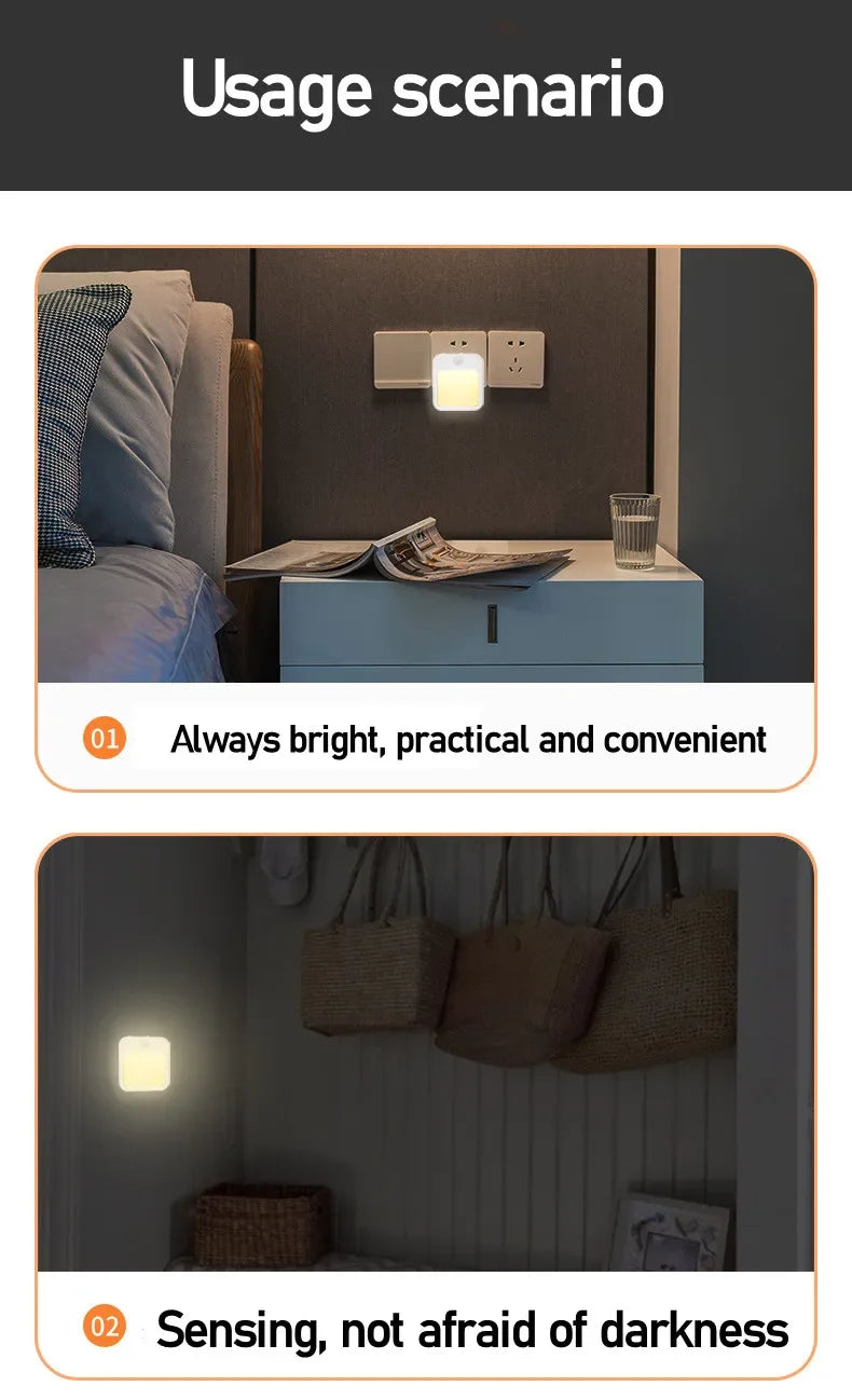Motion Sensor Night Light EU Plug Dimmable LED Cabinet Lamp