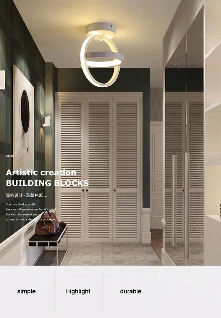 Modern linear LED ceiling light installed in a minimalist hallway with contemporary home décor.