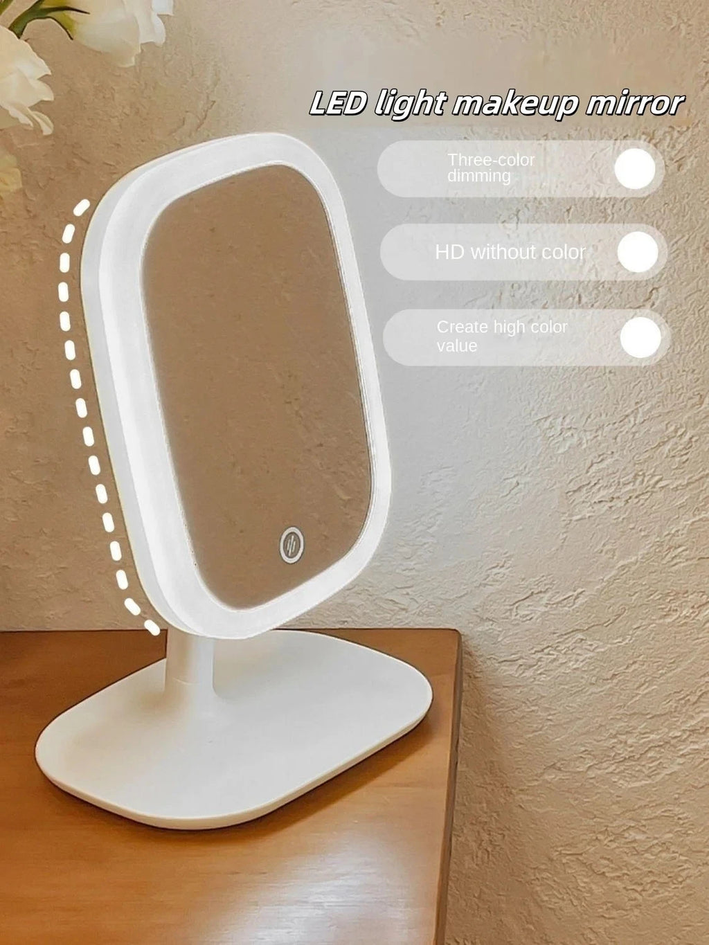 Rechargeable LED Vanity Mirror 3 Color Dimmable Touch Makeup Mirror
