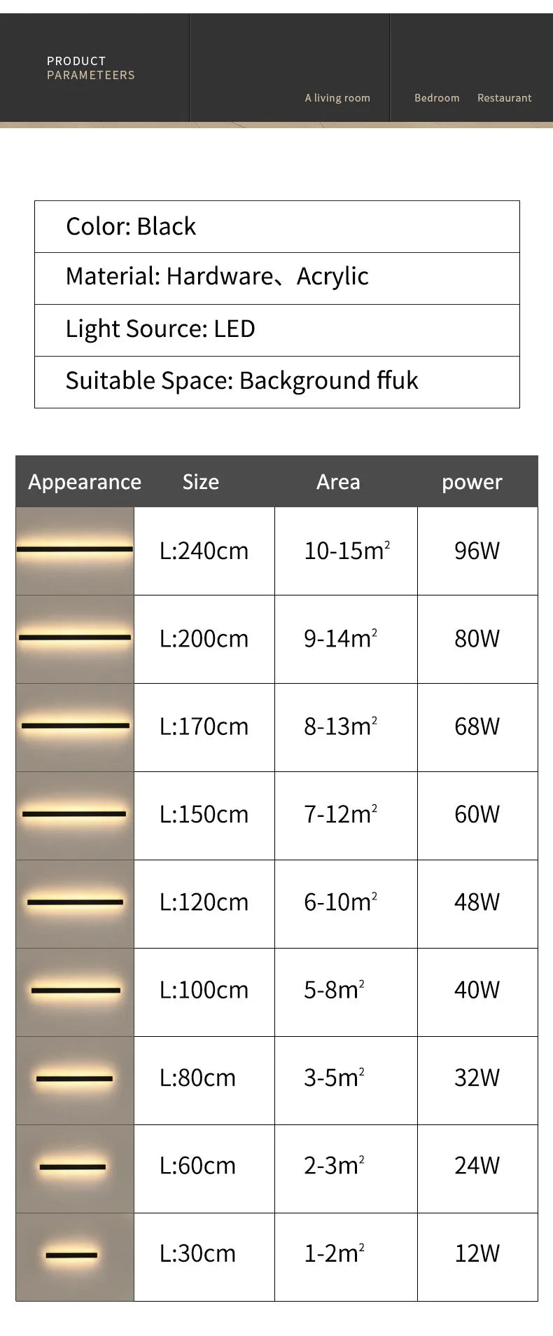 Waterproof Wall Light Outdoor Garden Wall lamps LED Lights Modern Nordic  Living Room TV Background IP65 110/220v Wall washer