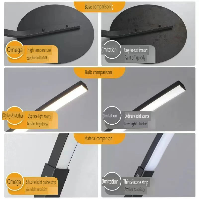 Nordic Modern Arc Shape Floor Lamp Led Dimmable Remote Control Standing Light For Living Room Bedroom Sofa Study Decor Lighting