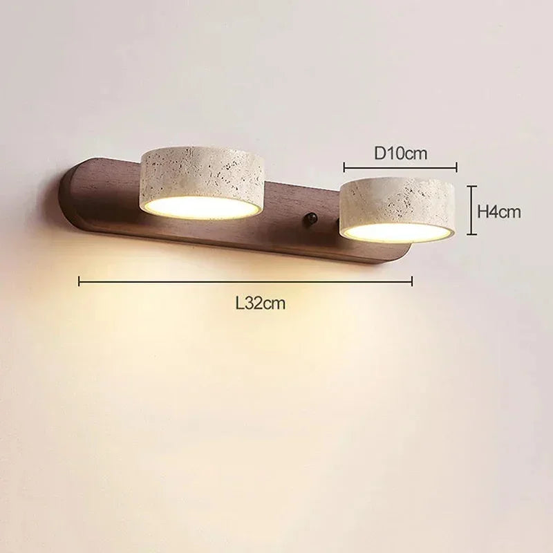 Rotatable LED Vanity Mirror Light Wabi Sabi Travertine Natural Stone Anti-Corrosion Rust-Proof Wall Lamp for Vanity Bathroom Dec