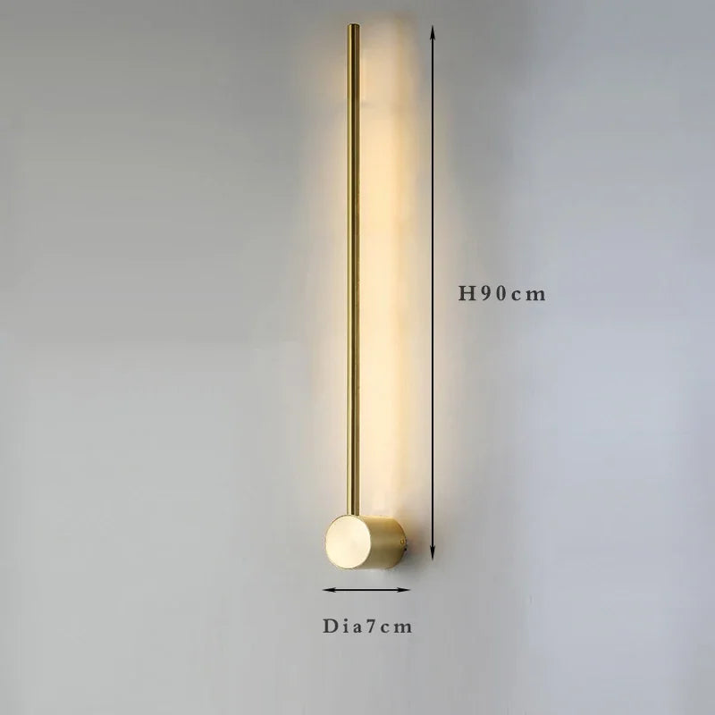 Nordic minimalist LED long wall light installed in a modern hallway with luxury interior décor.