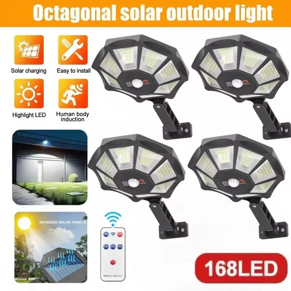Solar flood light outdoor 168LED motion sensor IP65 waterproof