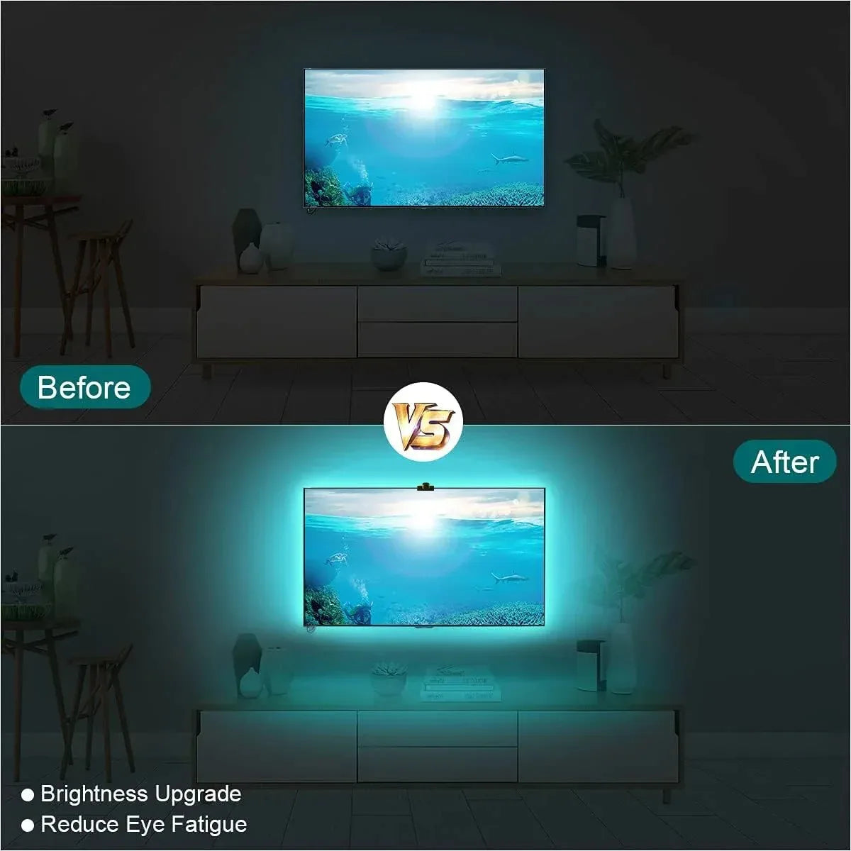 TV Backlight Strip Color Pickup RGBIC LED Strip Lights for 55-75 inch Screens Smart Sync Gaming Room Decor Atmosphere Lights