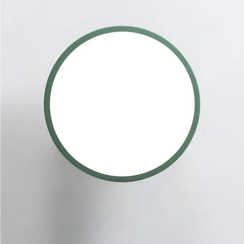 Nordic wood round LED ceiling light installed in a modern hallway with Scandinavian-inspired interior décor.