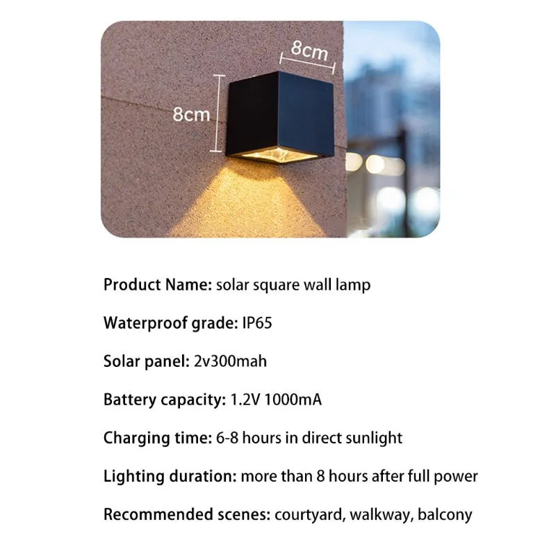 Solar Garden Wall Lamp Outdoor Fence and Courtyard Light