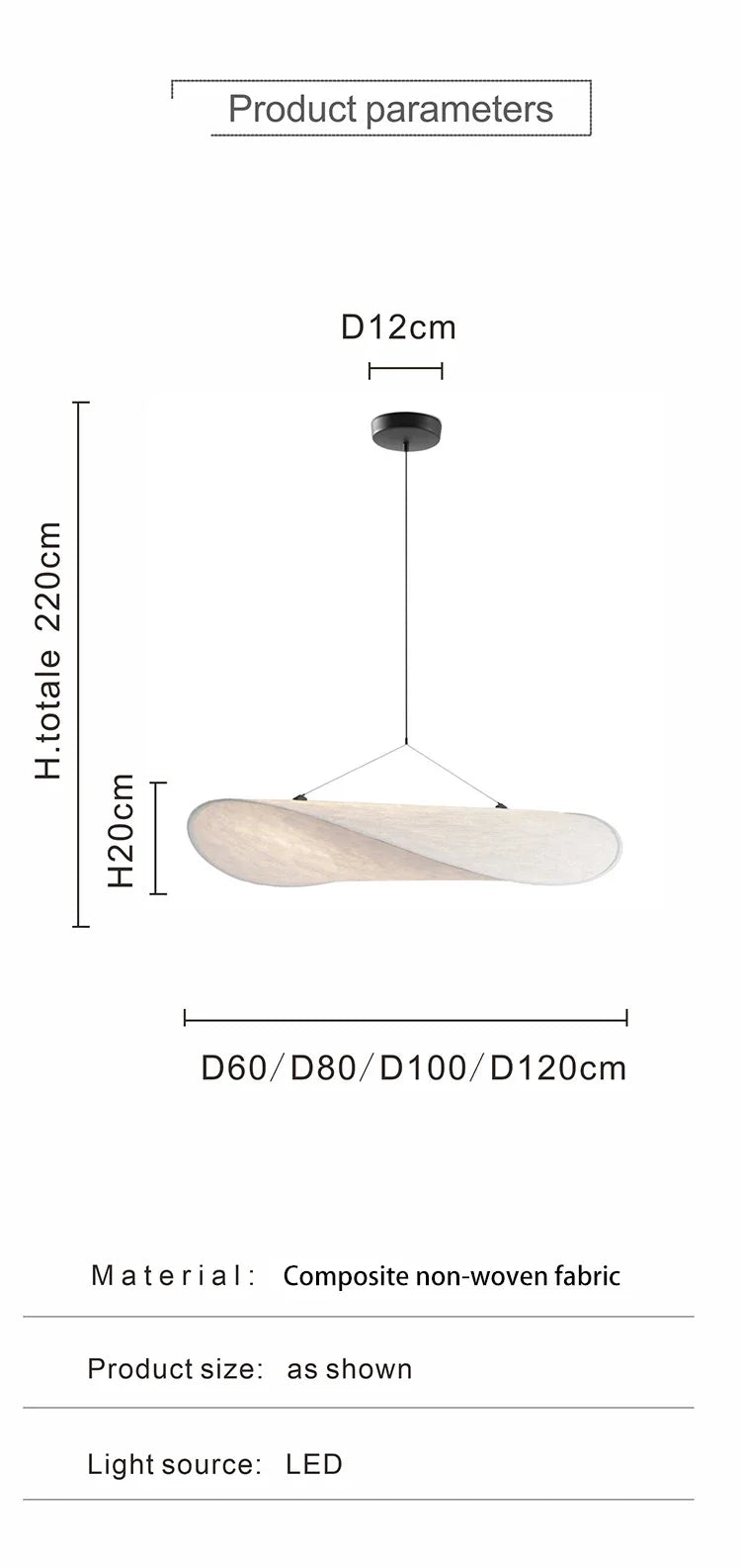 Nordic modern LED pendant light hanging above a dining table in a contemporary living room.