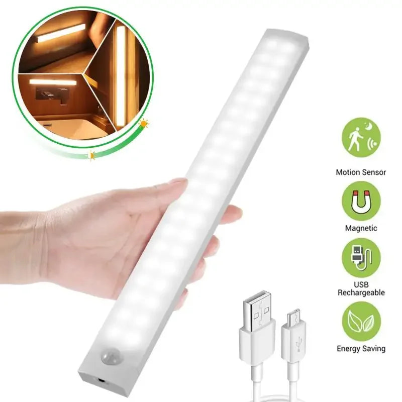Motion Sensor Light Wireless LED Night Light USB Rechargeable Night Lamp Cabinet Wardrobe Lamp Staircase Backlight For Kitchen 1